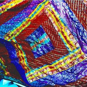 vintage euc cashmere & silk antique silk multilayered thick gold leaf oversized!